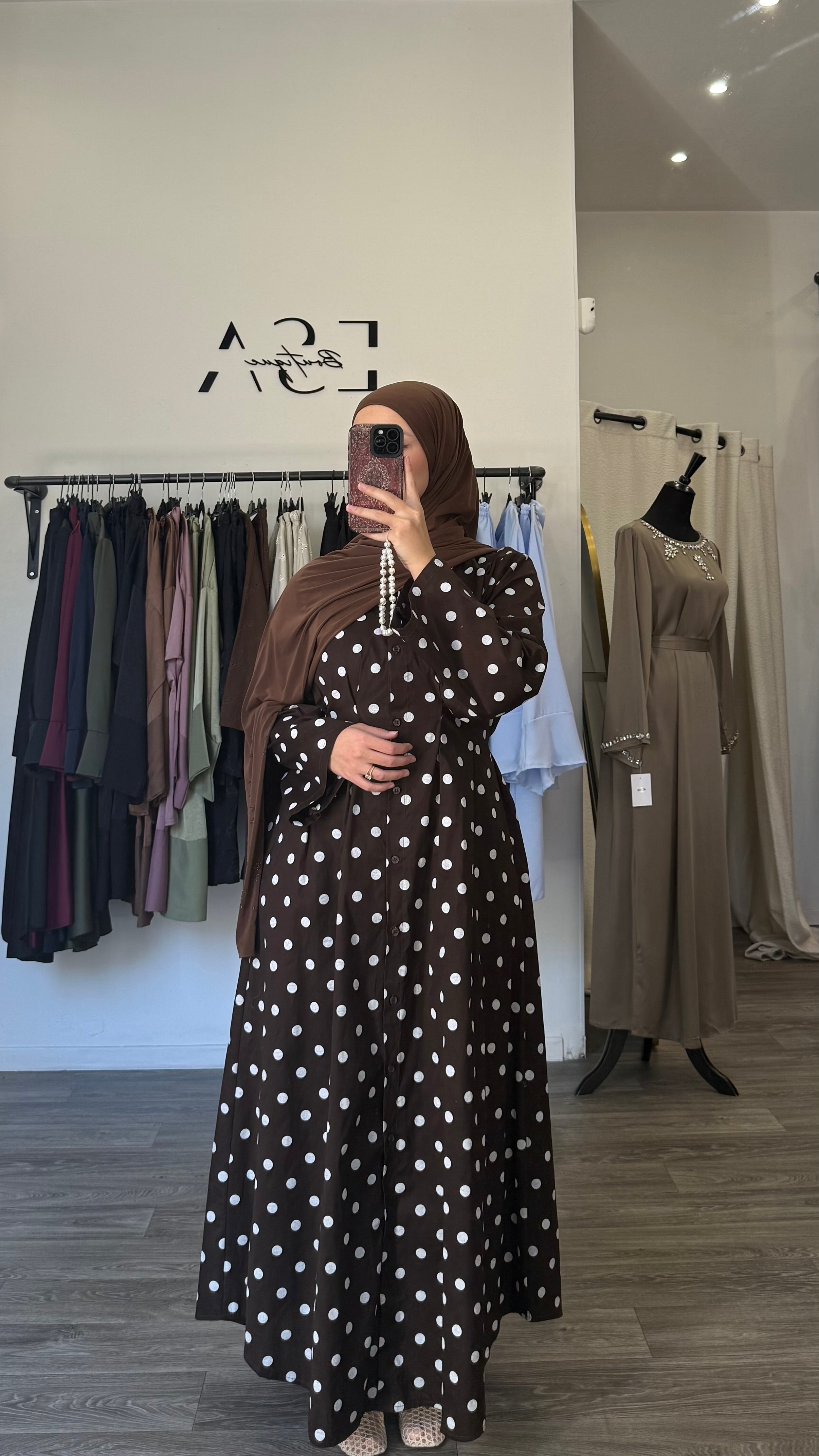 Robe chemise à pois