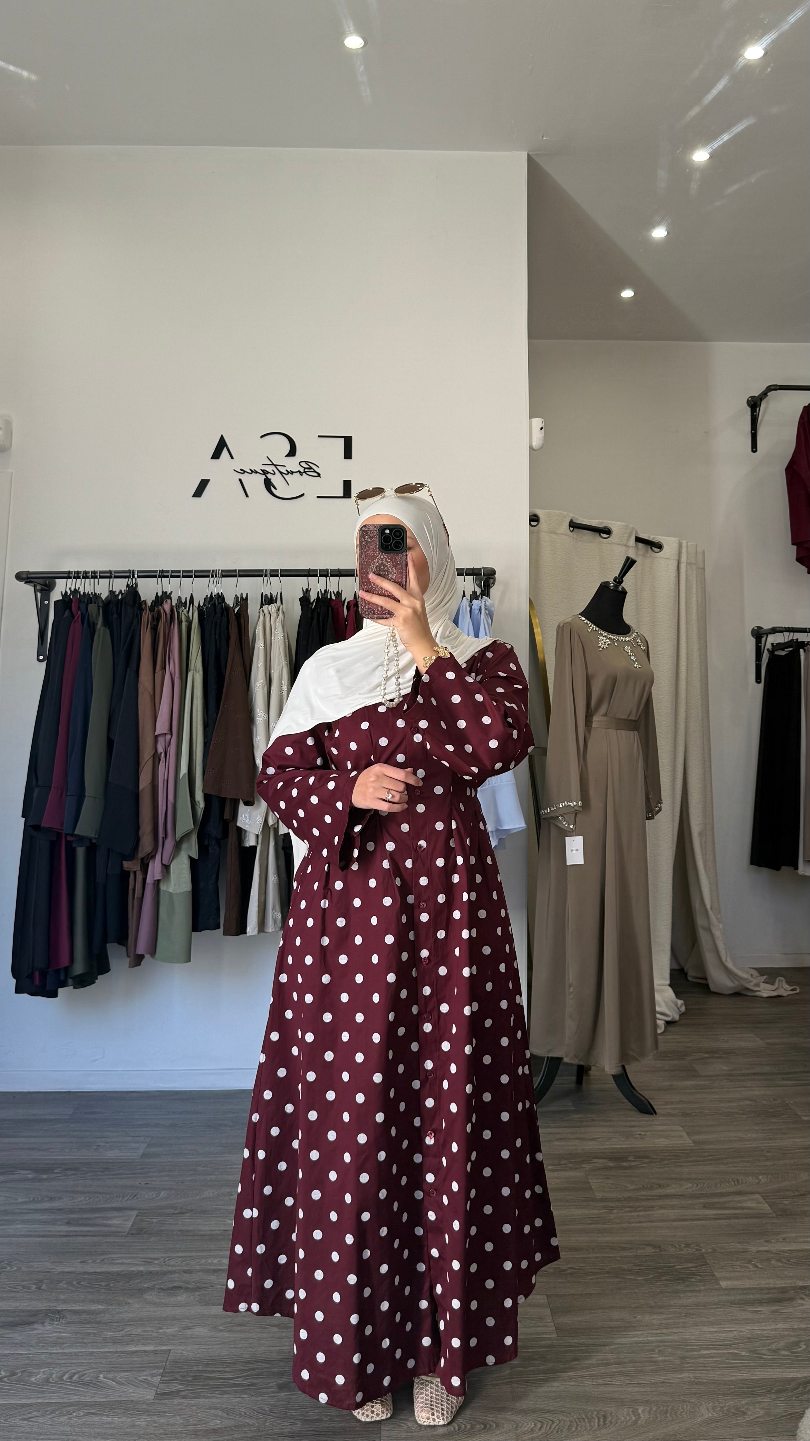 Robe chemise à pois