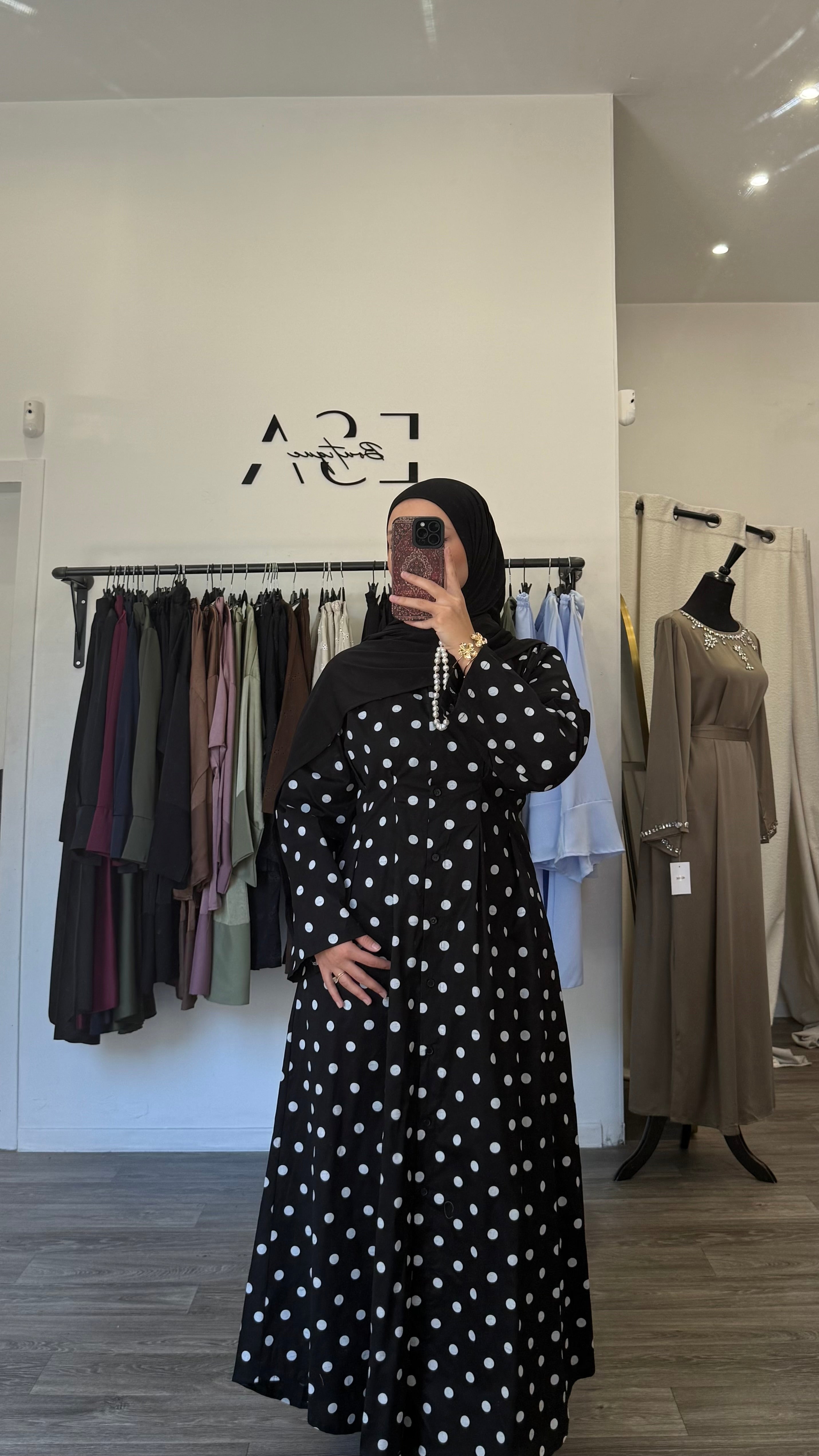 Robe chemise à pois