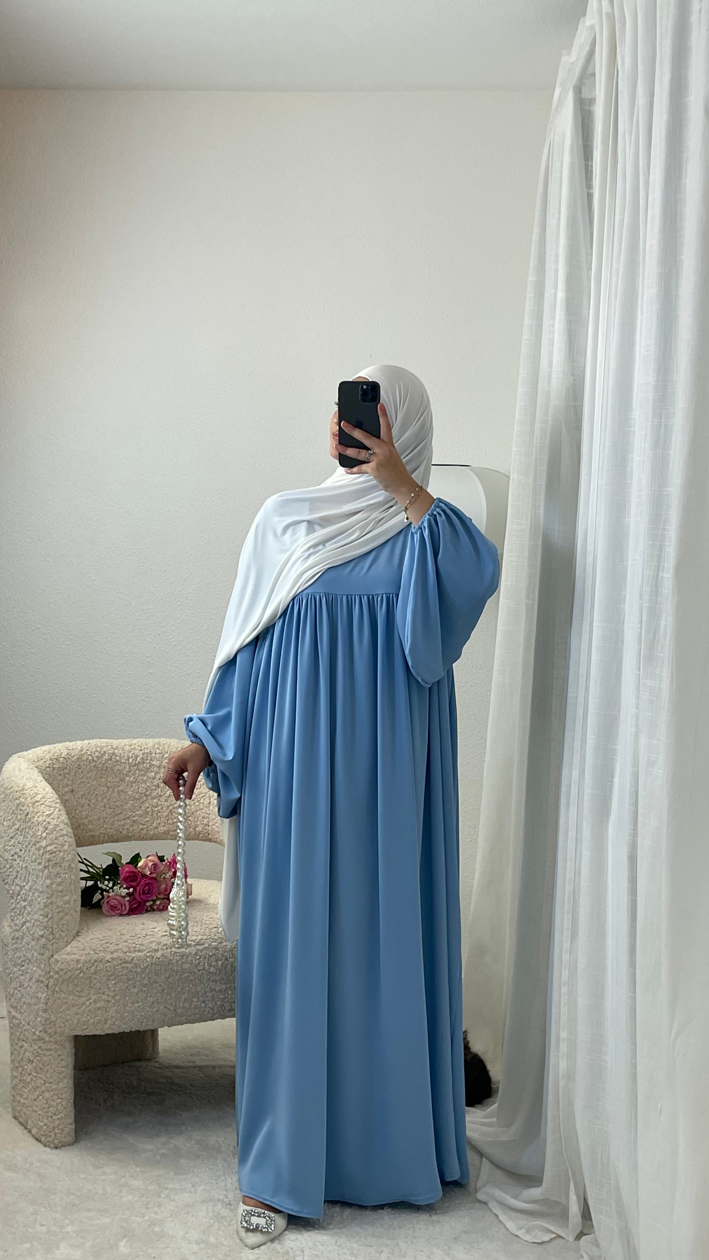 Puffed Sleeve Pleated Abaya