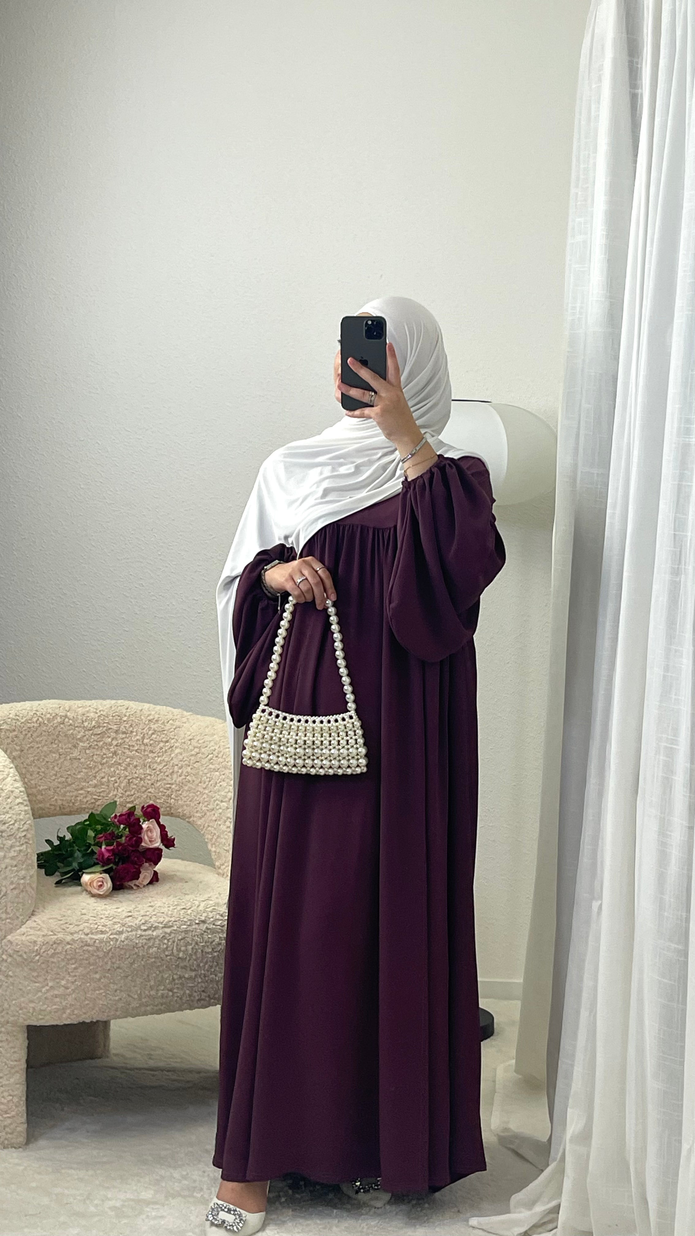 Puffed Sleeve Pleated Abaya