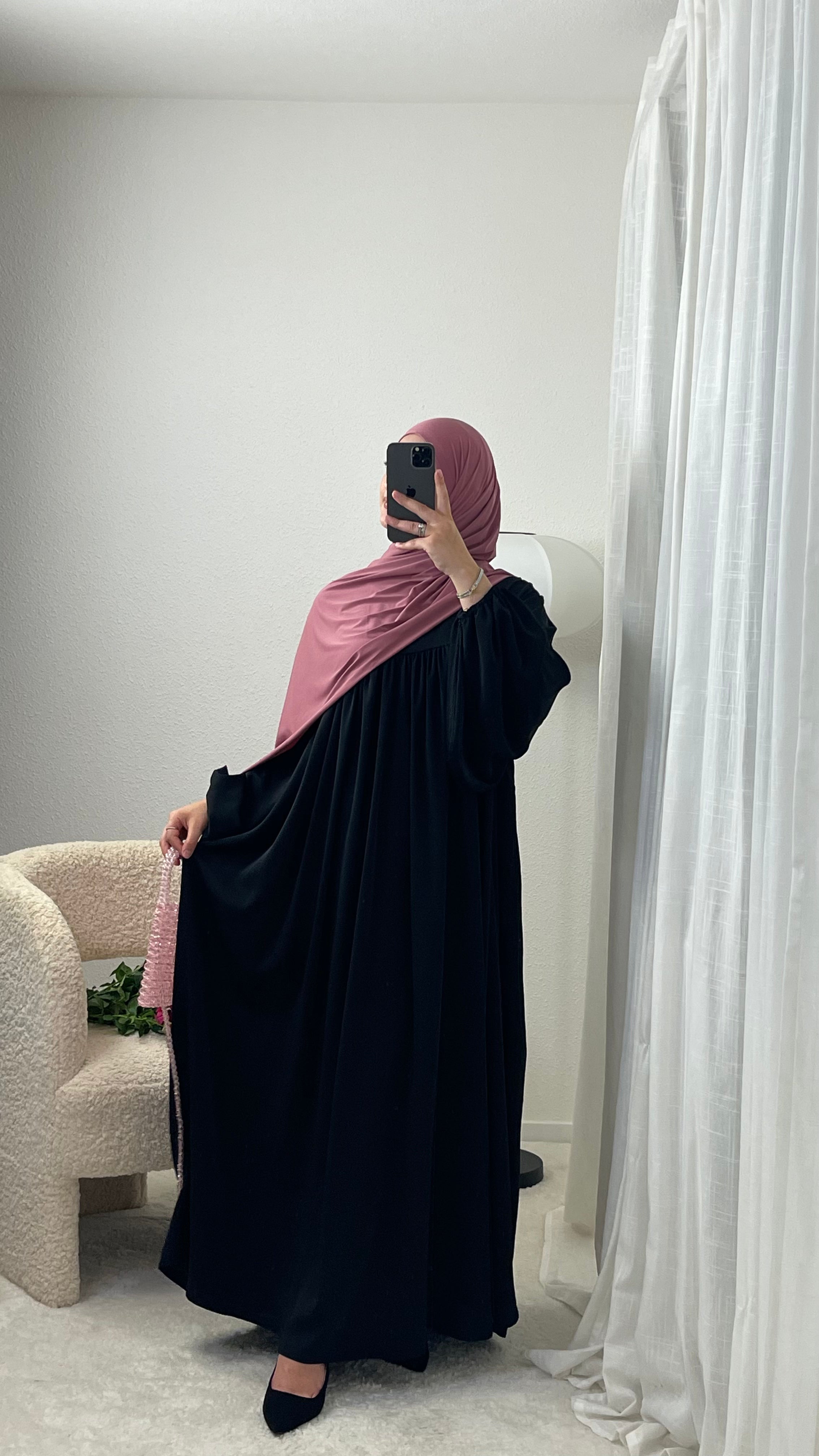 Puffed Sleeve Pleated Abaya