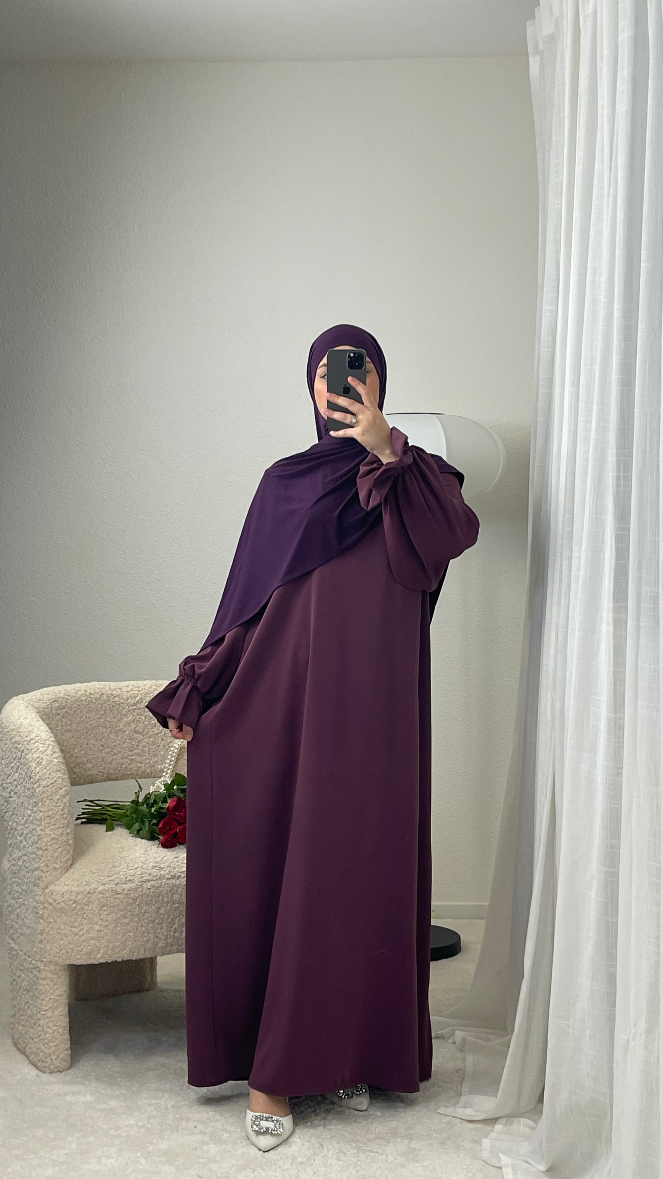 Abaya Manche Fleur