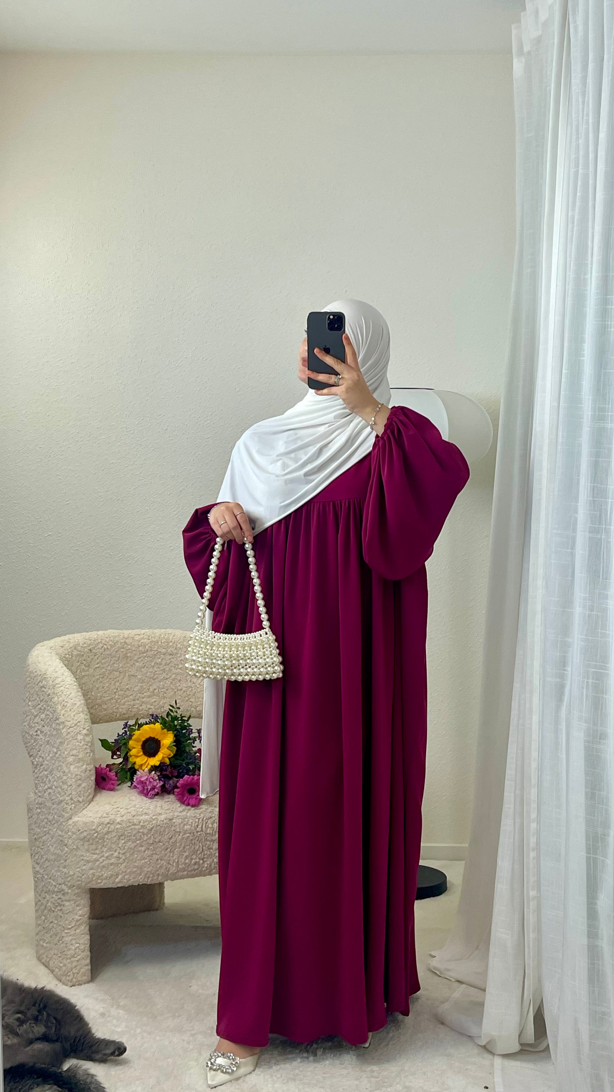 Puffed Sleeve Pleated Abaya