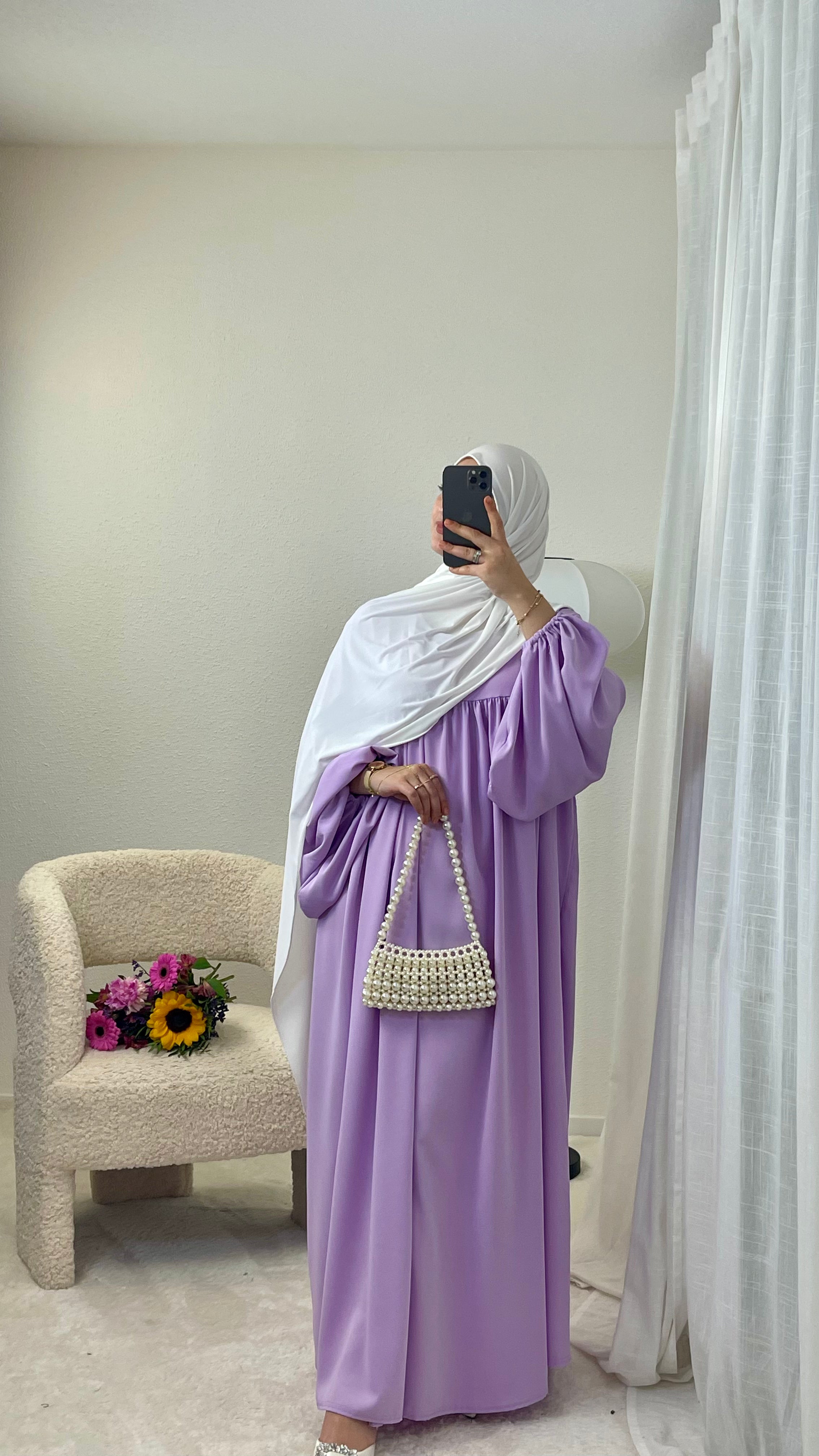 Puffed Sleeve Pleated Abaya